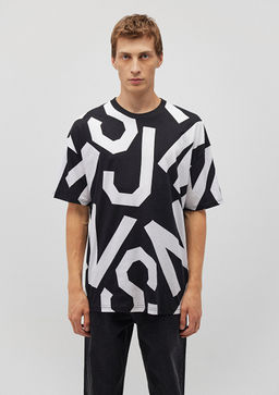 MVJNS Bask?l? Siyah Tisort - Mavi фото 3