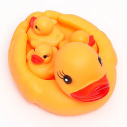 Резиновые игрушки для ванны «Мама утка и три уточки», 13х6 см, с пищалкой, в наборе 4 шт