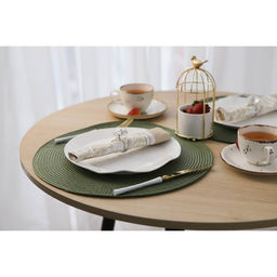 Цена за 12 шт. Салфетка сервировочная на стол Доляна Лофт, d=38 см, цвет зелёный  фото 7