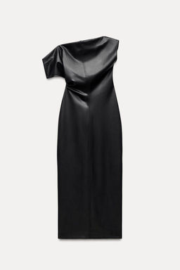 ZW COLLECTION DRAPED FAUX LEATHER DRESS - Zara фото 9