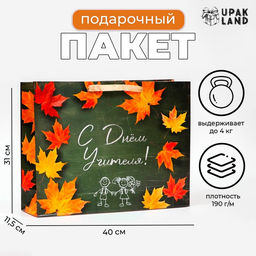 Пакет ламинированный горизонтальный «С Днем Учителя!», 40×31×11.5 см