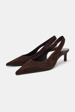 SUEDE KITTEN HEEL SLINGBACK SHOES - Zara фото 13