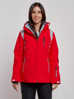 Горнолыжная куртка женская зимняя красного цвета 2305Kr