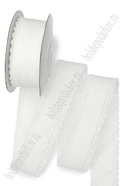 Лента вельветовая с перфорацией 3,8 см*10 ярд (SF-7315) белый №43