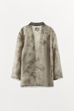 BEADED PRINTED ORGANZA KIMONO - Zara фото 9