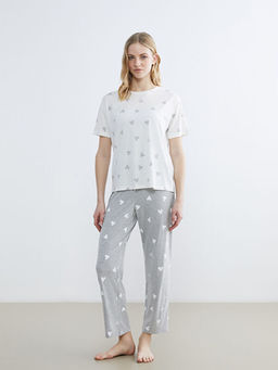 Beli Lastikli Kalp Desenli Kad?n Pijama Alt?