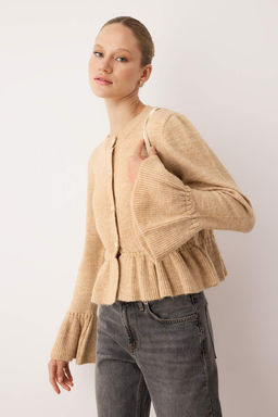 Bej Yumusak Dokulu Peplum Triko H?rka TWOAW26HI00114