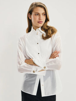 Блузка с манишкой из хлопка и тенселя / Zarina