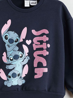 Bisiklet Yaka Stitch Bask?l? K?z ?ocuk Sweatshirt
