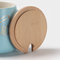 Кружка с ложкой Мистер, 380 мл, керамика, голубая