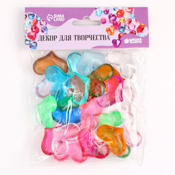 Сердечки пластиковые декоративные, набор 25 шт., размер 1 шт. — 3×3.5 см, МИКС