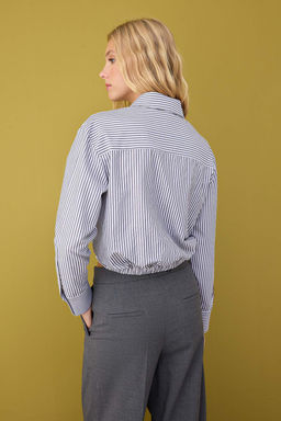 Antrasit-Cok Renkli Cizgili Dugum Detayl? Gomlek TWOAW26GO00085 - Trendyolmilla фото 4