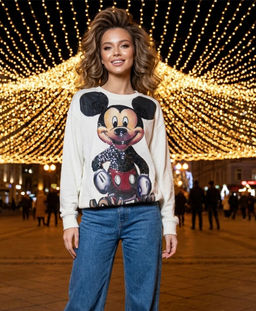 K13383 Свитшот с пайетками БЕЛЫЙ