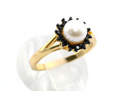 Кольцо жемчуг циркон жемчуг в цирконах Размер 16