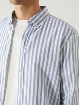 Regular Fit Uzun Kollu ?izgili Poplin Erkek G?mlek