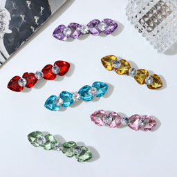 Цена за 4 шт. Заколка - автомат для волос «Грани», сердечки, 8 см, МИКС