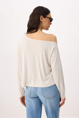 Antrasit Modall? More Sustainable Kay?k Yaka Relaxed/Rahat Kesim Orme Bluz TWOAW25BZ00282 - Trendyolmilla фото 28