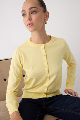 Sar? Premium/Ozel Iplik Merserize Gorunumlu Bisiklet Yaka Basic Triko H?rka TWOAW26HI00095 - Trendyolmilla фото 12