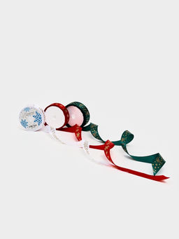 Набор атласных лент, 3 шт, С Новым годом, 2 см ? 5 м, тиснение