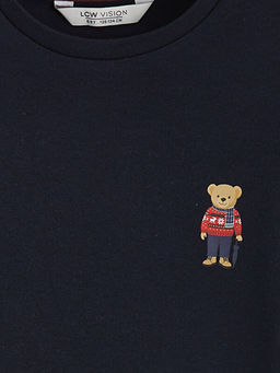 Bisiklet Yaka Ay? Teddy Bask?l? Erkek ?ocuk Ti??rt