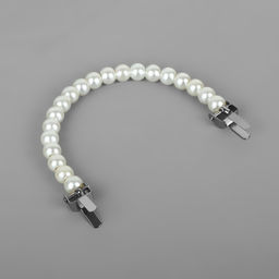 Ручка для сумки, металлическая, жемчужные бусы, на прокол, 12,5 9 1,2 см, цвет белый/серебряный - Арт узор фото 2