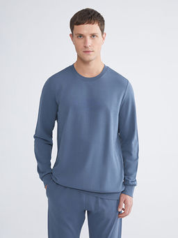 Bisiklet Yaka Bask?l? Erkek Sweatshirt