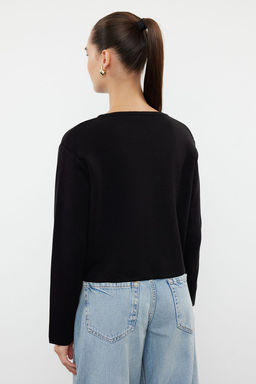 TRENDYOLMILLA Siyah Bisiklet Yaka Ceket GorunumluTriko H?rka TWOAW25HI00066  фото 4