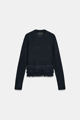FRINGED PLAID KNIT JUMPER - Zara фото 3