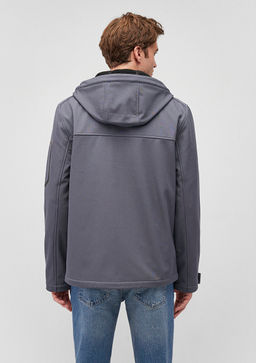 Kapusonlu Gri Ceket - Mavi фото 4