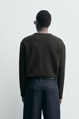 RIBBED HENLEY NECK T-SHIRT - Zara фото 3