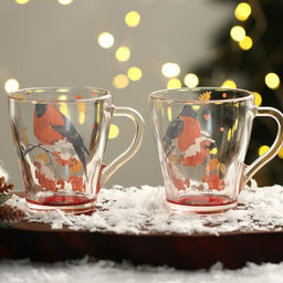 Кружки стеклянные новогодние Снегири!, набор 2 шт. - Дорого внимание фото 3