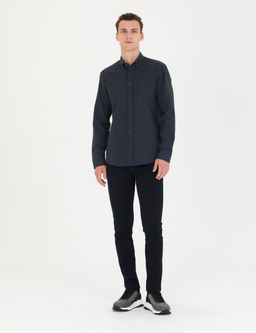 Lacivert Slim Fit Uzun Kollu G_mlek