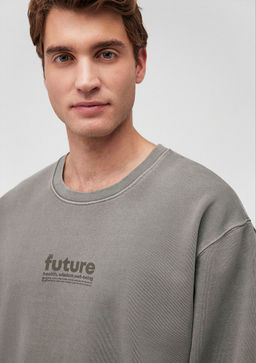 S?rt Detayl? Gri Sweatshirt - Mavi фото 5