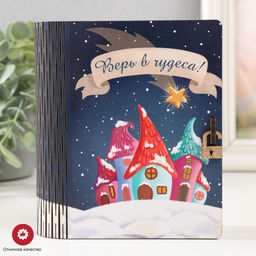 Цена за 2 шт. Новогодняя шкатулка-книга «Домики: Верь в чудеса», для украшений, подарков, 14×12×5 см