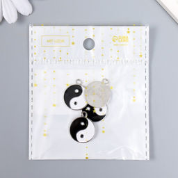 Цена за 2 шт. Декор для творчества металл, эмаль «Инь-ян», серебро, 2.2×1.8 см