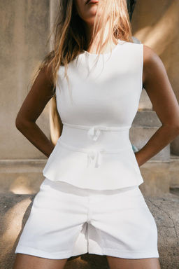 KNIT PEPLUM TOP WITH TIES - Zara фото 18