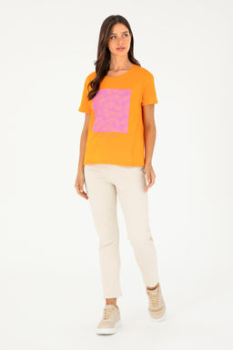 Футболка U.S. Polo Assn женская оранжевая хлопок  фото 4