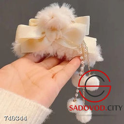 Крабик для волос с бантом и перламутровыми бусинами - Bruno фото 5