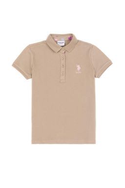 Базовая футболка цвета хаки для девочек с воротником-поло Неожиданная скидка в корзине