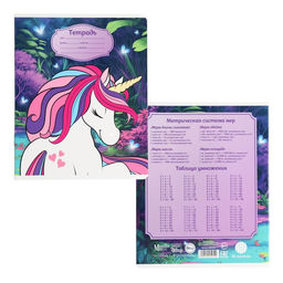 Цена за 20 шт. Тетрадь в клетку 18 листов, 5 видов МИКС, обложка мелованный картон, «Минни Маус и единорог»