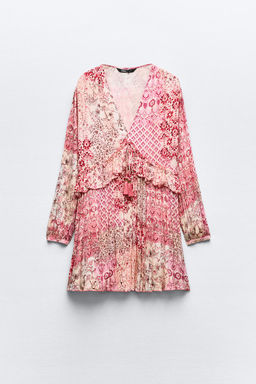 PATCHWORK PRINT MINI DRESS - Zara фото 6