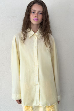 CAMISA OVERSIZE POPEL?N / Amarillo claro - Zara фото 16