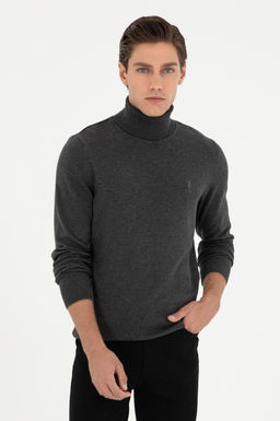 Мужской базовый свитер антрацитового меланжа Неожиданная скидка в корзине