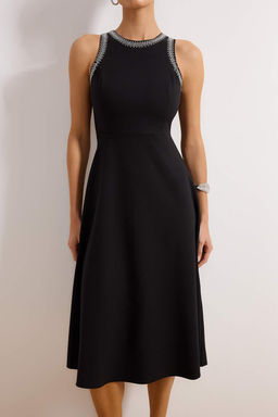 Siyah A-Kesim Tas Aksesuarl? Dokuma Elbise TPRSS24EL00178