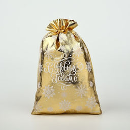 Цена за 10 шт. Мешочек подарочный парча «Новый год», золото, 20×30 см