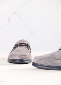 Сабо лоферы EDART 1080.2614 bl. серый замок замша  фото 9