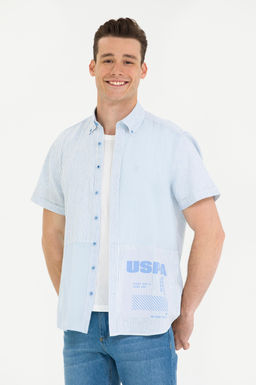 U. S. Polo Assn / Мужская синяя рубашка с коротким рукавом