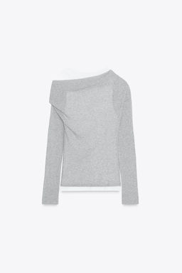 ASYMMETRIC LAYERED-EFFECT T-SHIRT - Zara фото 6
