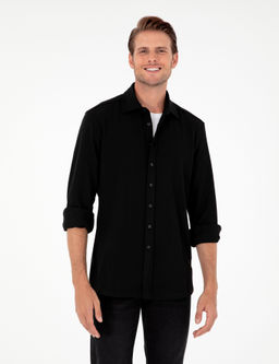 Siyah Regular Fit Uzun Kollu G_mlek