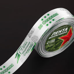 Лента атласная «С Днём защитника Отечества», 2.5 см × 22.5 (± 1) м, белая